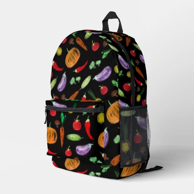 Harvest vegetables tomato pepper carrot mushroom c printed backpack (Back Corner Right)