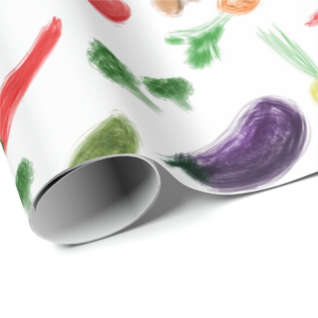 Harvest vegetables tomato pepper carrot mushroom c wrapping paper (Roll Corner)