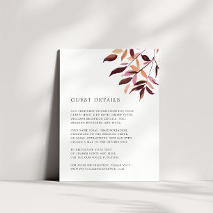 Harvest Wedding Guest Details Card