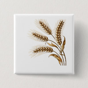 Harvest Wheat Ears Button – Rustic Farm Charm