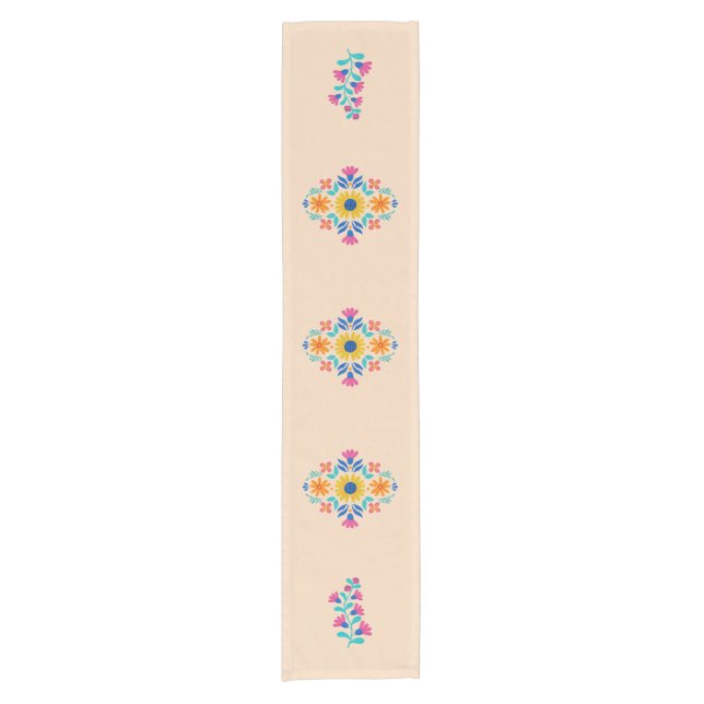 Harvest Wheat Mexican Inspired Floral Table Runner (Front)