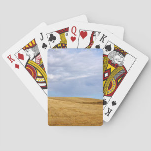 Harvested wheat fields playing cards