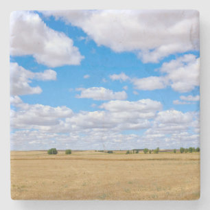 Harvested wheat fields stone coaster