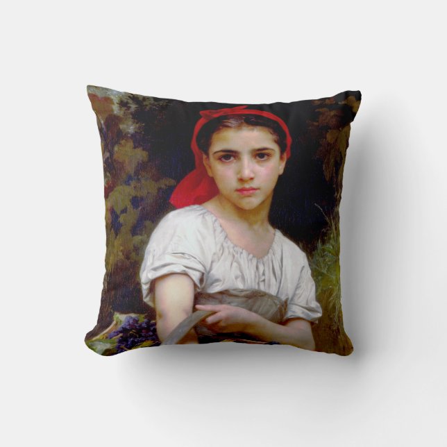 Harvester, Bouguereau Throw Pillow (Front)
