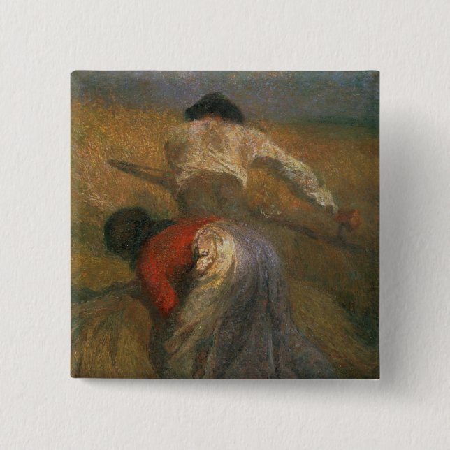 Harvesting 2 Inch Square Button (Front)