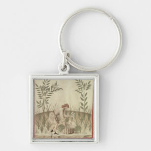 Harvesting Leeks, from 'Tacuinum Sanitatis' Keychain