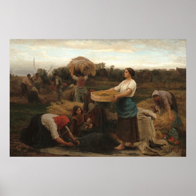 Harvesting Rapeseed - Jules Breton Fine Art Poster (Front)