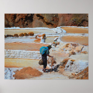 Harvesting Salt in Maras, Peru Poster