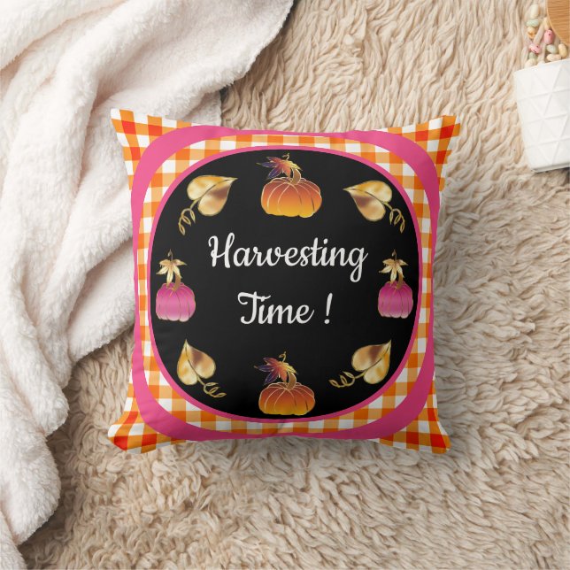 Harvesting Time Whimsical  Throw Pillow (Blanket)