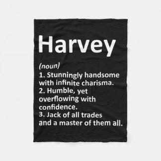 Harvey Definition Personalized Name Funny Birthday Fleece Blanket