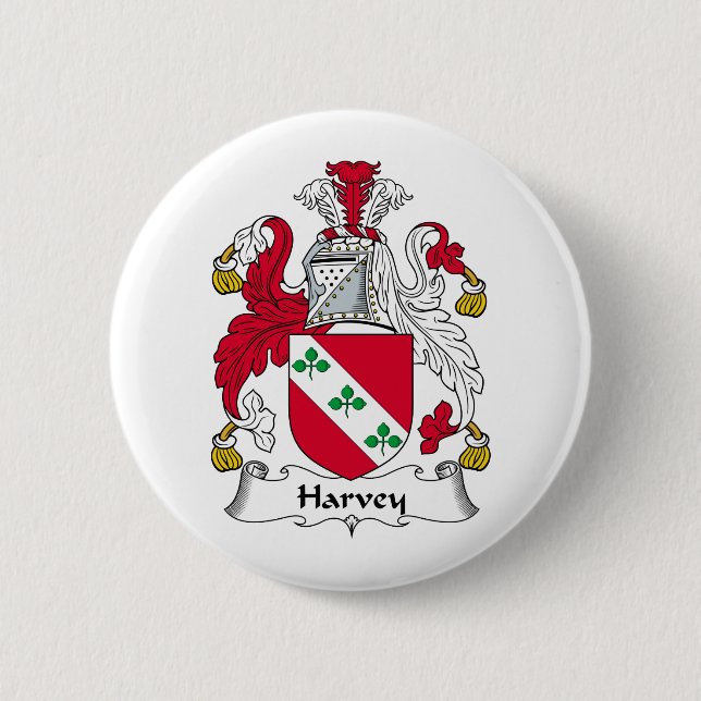 Harvey Family Crest 2 Inch Round Button (Front)
