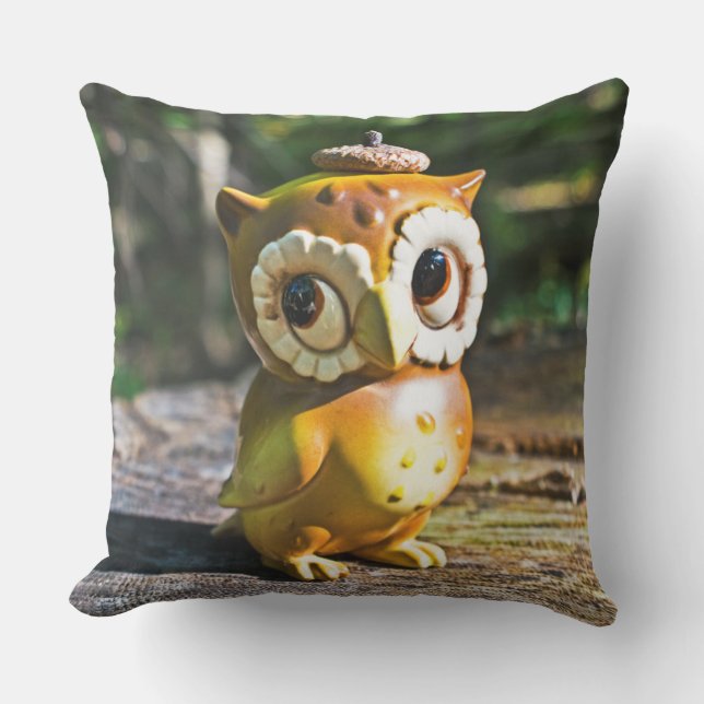 Harvey the Owl III Throw Pillow (Front)