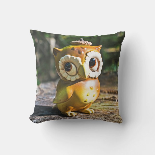 Harvey the Owl III Throw Pillow (Front)