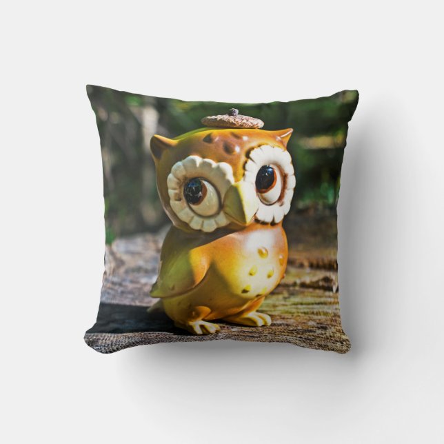 Harvey the Owl III Throw Pillow (Front)