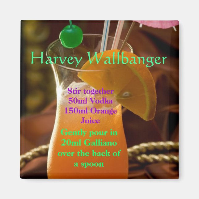 Harvey Wallbanger Cocktail Magnet (Devant)