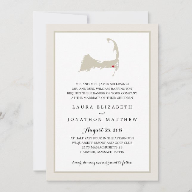 Harwich Cape Cod Map | Wedding Invitation (Front)