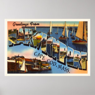Harwichport Cape Cod Massachusetts MA Old Travel Poster
