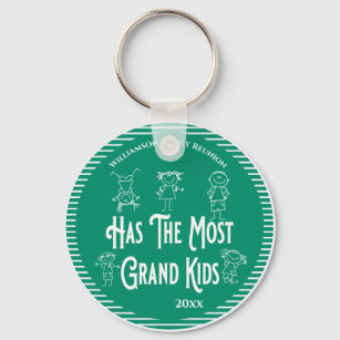 Has The Most Grand Kids Family Reunion Award Keychain