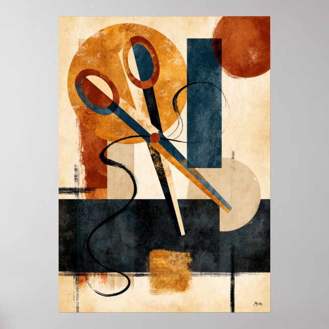 Hasami Thread Rhythm Japanese Geometric Scissors A Poster (Front)