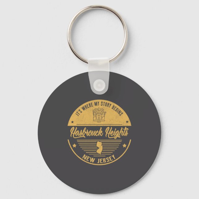 Hasbrouck Heights New Jersey Its Where My Story B  Keychain (Front)