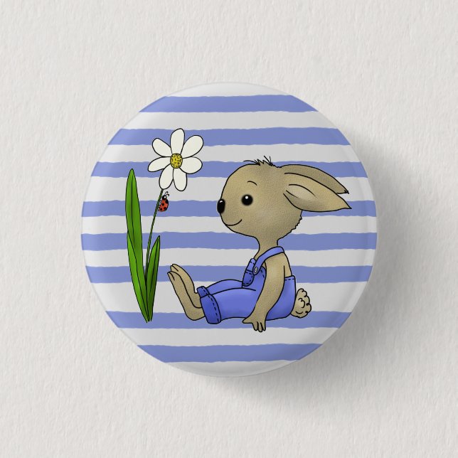 Häschen und Steifen  1 Inch Round Button (Front)