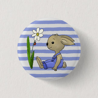 Häschen und Steifen 1 Inch Round Button