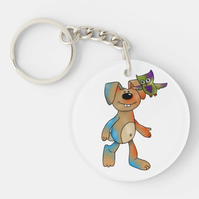 Hase and owl keychain (Front)