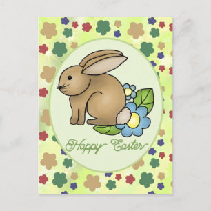 Hase mit Blumen postkarte Postcard
