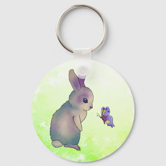 Hase mit Schmetterling Keychain (Front)