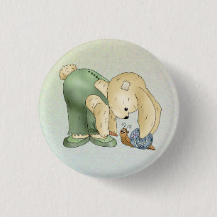 Hase und Schnecke 1 Inch Round Button