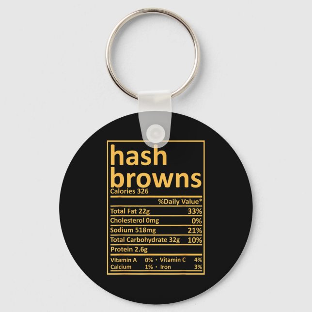Hash Browns Nutrition Thanksgiving Food Facts Xmas Keychain (Front)