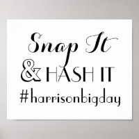 Hash Tag Photo Wedding Script Sign
