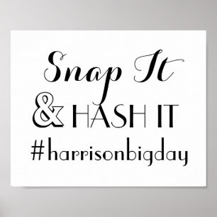 Hash Tag Photo Wedding Script Sign