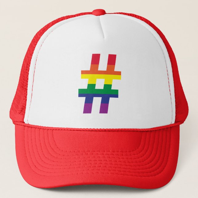 Hash Tag Rainbow Flag Trucker Hat (Front)