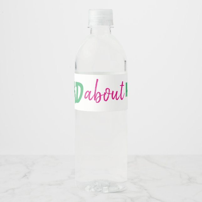 Hashtag Bachelorette Bottle Label Pink Green White (Front)