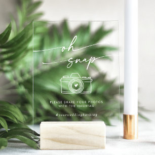 Hashtag Boho Modern White Clear Oh Snap Mariage