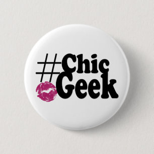 Hashtag Chic Geek Kiss Art Gifts 2 Inch Round Button