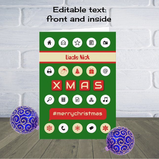 Hashtag christmas add name computing green holiday card (Creator Uploaded)