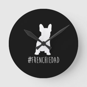 hashtag frenchie dad french bulldog dad round clock