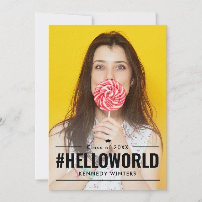 Hashtag Fun Editable Colour Graduation Invitation (Front)