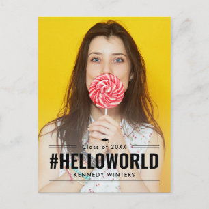 Hashtag Fun Editable Colour Graduation Postcard