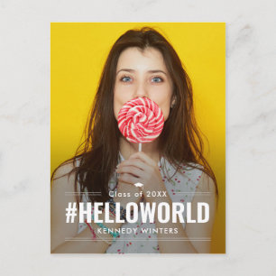 Hashtag Fun Editable Colour Graduation Postcard