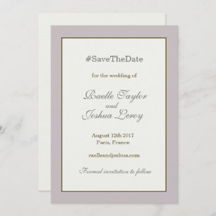 Hashtag gold blush grey save the date announcement