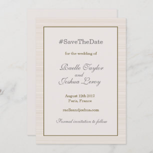 Hashtag gold grey ivory save the date announcement