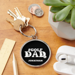 Hashtag Golf Dad Custom Name  Keychain