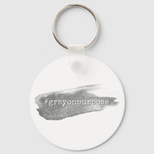 Hashtag Grey on Purpose Silver Glitter Brushstroke Keychain