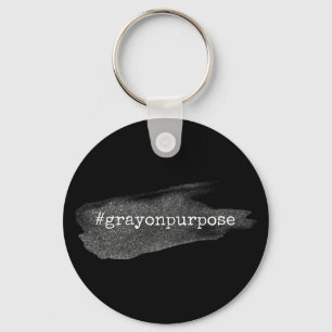 Hashtag Grey on Purpose Silver Glitter Brushstroke Keychain