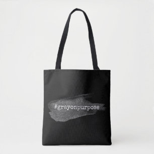 Hashtag Grey on Purpose Silver Glitter Brushstroke Tote Bag