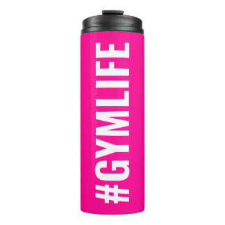 Hashtag Gymlife Hot Pink White Modern Slogan Thermal Tumbler