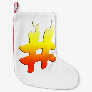 #HASHTAG - Hash Tag Symbol on Fire Small Christmas Stocking